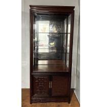04008. Chinese rosewood with glass cabinet.
