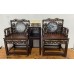 07006 . Set of antique rosewood shell inlay arm chairs  with table.