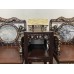 07006 . Set of antique rosewood shell inlay arm chairs  with table.