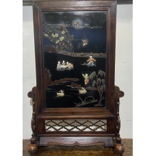 20007 Antique rosewood jade inlay table screen 