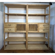 04009.pair of chinese  elm wood display cabinet   