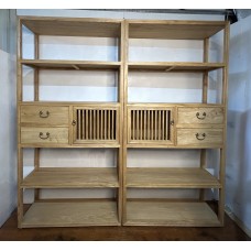 04009.pair of chinese  elm wood display cabinet   