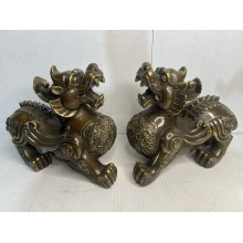 16007 Pair of vintage solid bronze Pi Xiu