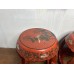 07019 pairs of antique red lacquer drum stools 