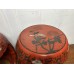 07019 pairs of antique red lacquer drum stools 