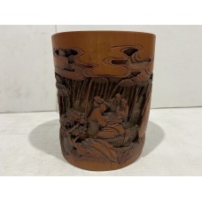 17022   Antique bamboo carved brush pot