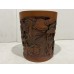 17022   Antique bamboo carved brush pot