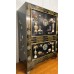 04015 .chinese black lacquer with cloisonne and marble inlay cabinet    ***  SOLD  ***