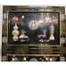 04015 .chinese black lacquer with cloisonne and marble inlay cabinet    ***  SOLD  ***