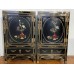 04014 Pair of antique chinese black lacquer with marble inlay small cabinet  ****SOLD***