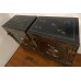 04014 Pair of antique chinese black lacquer with marble inlay small cabinet  ****SOLD***