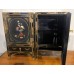 04014 Pair of antique chinese black lacquer with marble inlay small cabinet  ****SOLD***