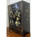 04031 Chinese black & gold lacquer with shell and marble inlay cabinet    ***  SOLD  ***