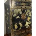 04031 Chinese black & gold lacquer with shell and marble inlay cabinet    ***  SOLD  ***