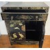 04031 Chinese black & gold lacquer with shell and marble inlay cabinet    ***  SOLD  ***