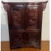 04018 . Antique chinese rose wood carved cabinet