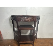 02001 Chinese rosewood marble inlay half around table 