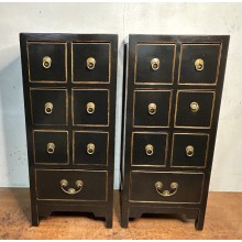 03004 . Pair of Black elm bedside table 