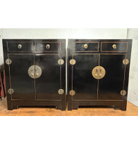 01001. Pair of elmwood black sideboard 
