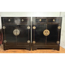 03007. Pair of Chinese black bedside table 
