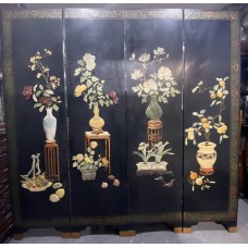 11011  Jade inlay hardwood antique screen