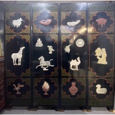 11010  Jade inlay hardwood antique screen