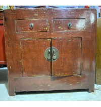 01046   Antique red sideboard 