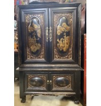 04021  Antique black &gold cabinet