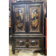 04021  Antique black &gold cabinet   ### SOLD ###