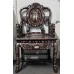 07034  Antique rosewood with shell inlay carved arm chair   ***SOLD***