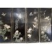 10030 black licquer marble inlay 4 panel wall hanging