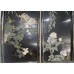 10030 black licquer marble inlay 4 panel wall hanging