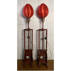 12003  1 pair ele wood floor lamp   ### SOLD ##